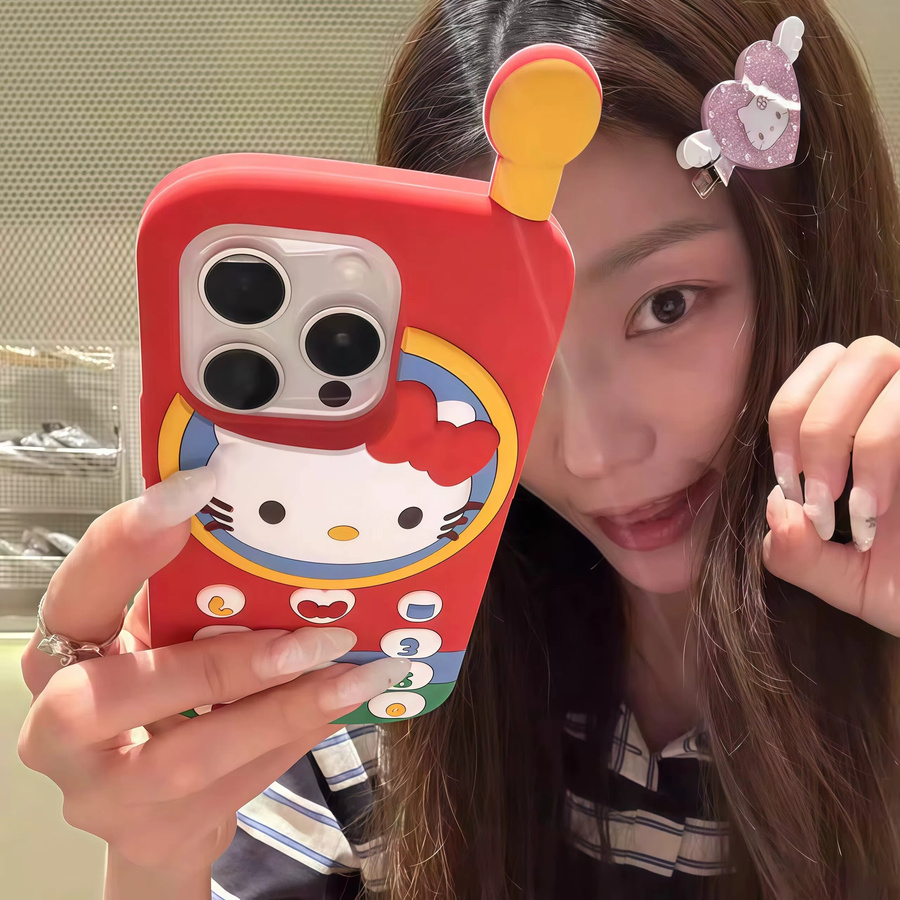 Stoßfeste Hello Kitty Handyhülle im 3D Cartoon Design für Apple iPhone 17 16 15 14 13 12 Pro Max Plus und 17 Pro - Bild 2