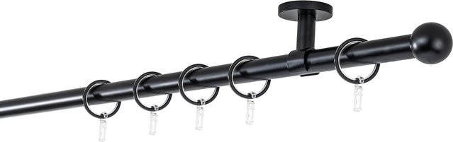 ONDECO Deckenträger Classic 1-läufiges Rohr mit Endstück Ball in Schwarz, Länge: 300 cm, Durchmesser: 20 mm - Bild 1