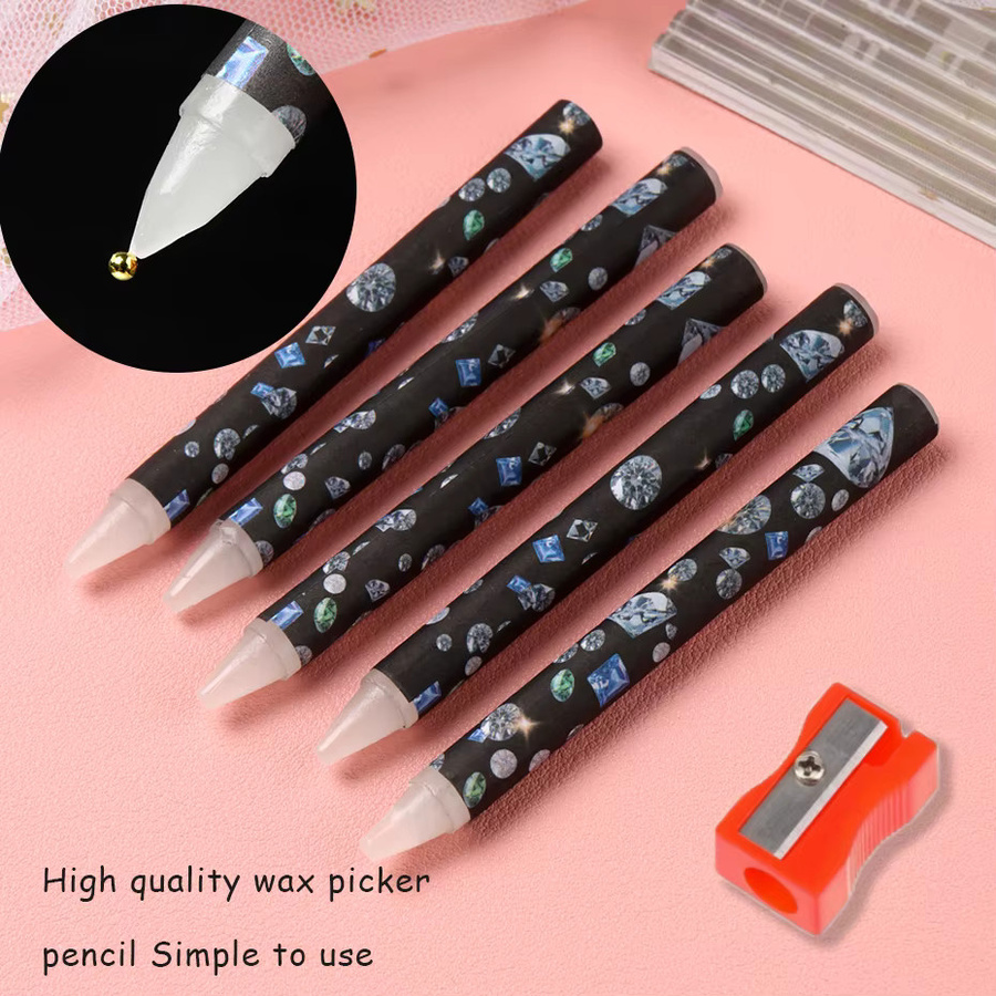 5-teiliges Nagelkunst-Strass-Stift-Set, klebriger Harzstift und Wachsstift - Bild 5