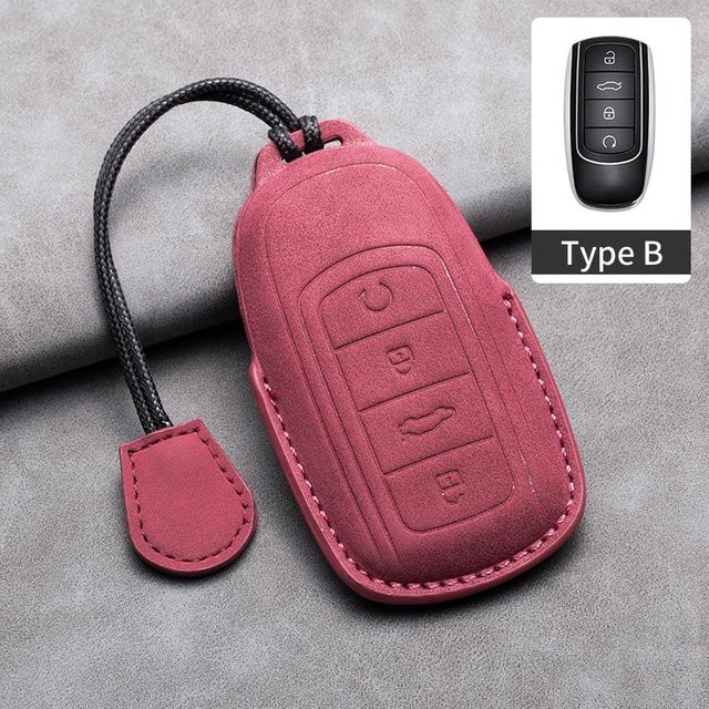 Lederne Schlüsselhülle für Chery Tigo 7 8 Pro Max Omoda C5 Arrizo 5 Plus in Pink - Bild 1