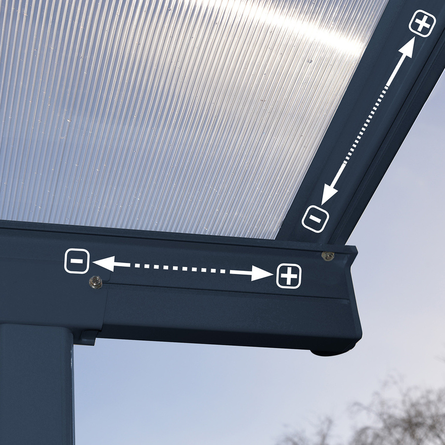 Palram-Canopia Terrassenüberdachung Sierra aus Aluminium mit Polycarbonat-Doppelstegplatten, Anthrazit, Breite: 670 cm, Tiefe: 230 cm - Bild 4