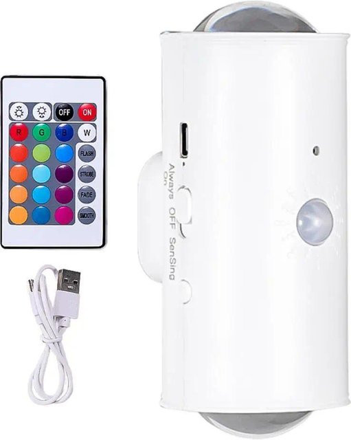 4er-Set YJMP Super Lighting Intelligente LED-Nachtlichter mit Bewegungssensor, USB-wiederaufladbar, RGB-Farbverlauf, Weiß/Mehrfarbig - Bild 1