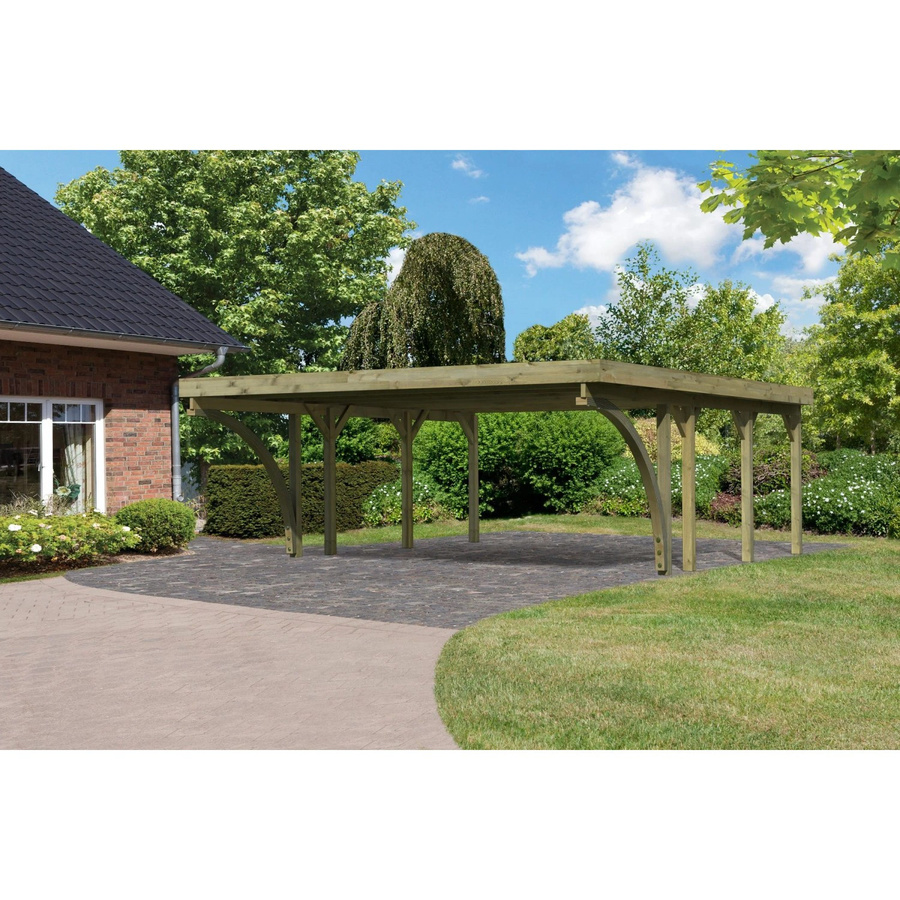 Karibu Doppelcarport Classic mit 2 PVCDach und 2 Einfahrtsbögen B: 563 cm, T: 586 cm - Bild 2