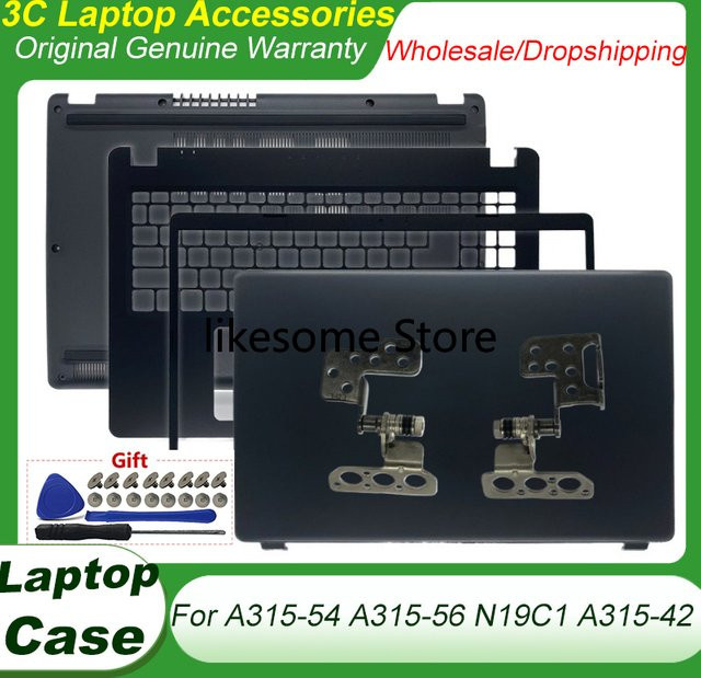 Acer Laptop Gehäuse Set für A315-54 A315-56 EX215-51 N19C1 A315-42 mit Bildschirmrahmen LCD Scharnieren und Rückseite in Schwarz Grau - Bild 1