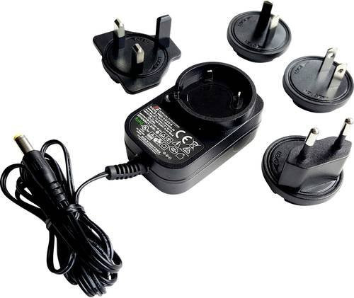 Dehner Elektronik SYS 1121-0624-W2E Steckernetzteil in Schwarz mit UK-Adapter und USA-Adapter, Festspannung 24 V/DC, 0.25A, 6W, mit Barrel-Stecker - Bild 1