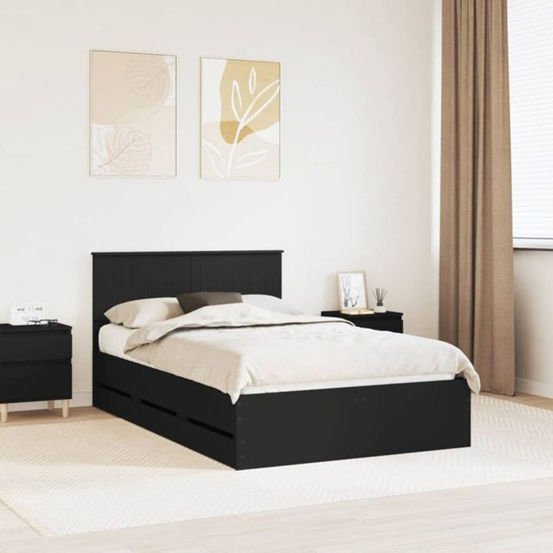 VIDAXL Funktionsbett mit Schublade aus Holzwerkstoff in Schwarz, B/L: 120 x 190 cm - Bild 1