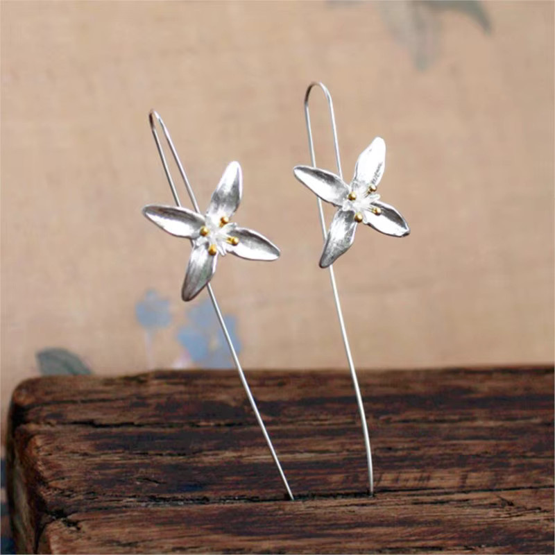 Blumen-Ohrringe 925 Silber, Damen - Bild 4
