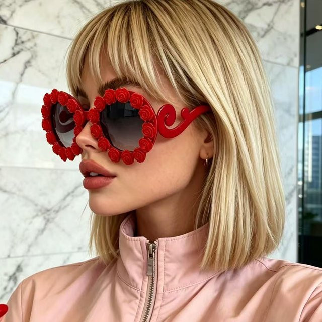 Monique Orenda Sonnenbrille, rund, Damen, Vollrand, rot, Kunststoff - Bild 1