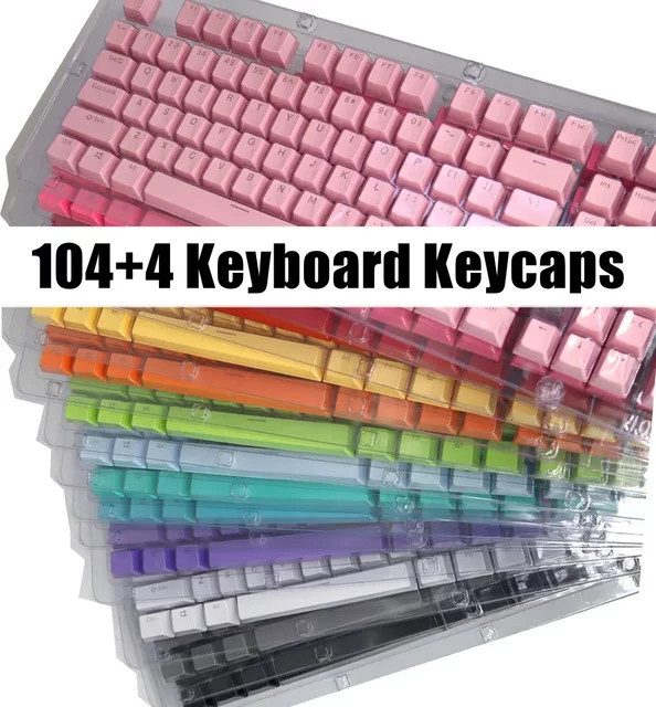 Oeny 104 Stück universelle mechanische Tastatur-Tastenkappen in Schwarz, ergonomische Ersatz-Tastenkappen für Cherry MX mechanische Tastaturen mit Hintergrundbeleuchtung - Bild 1