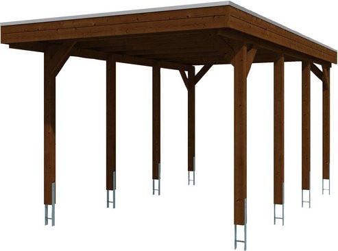 Skanholz Carport Friesland aus Holz in Nussbaum Braun B/T: 314 x 555 cm, Höhe: 241 cm - Bild 3