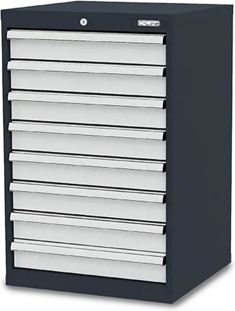 Simplaflex Schubladenschrank aus Stahlblech mit 8 Schubladen, Grau/Anthrazit, B/T/H: 60 x 57,5 x 92 cm - Bild 1