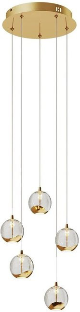Lucande LED Pendelleuchte Hayley 5-flammig Modern aus transparentem Glas für Wohnzimmer und Essplatz - Bild 1