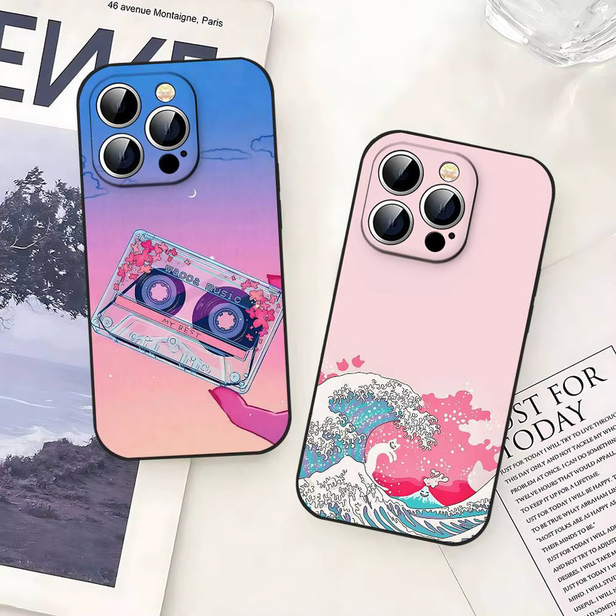 Vaporwave Art Handyhülle aus weichem TPU für Apple iPhone 11 bis iPhone 17 Pro Max Plus und Mini, Multicolor - Bild 3