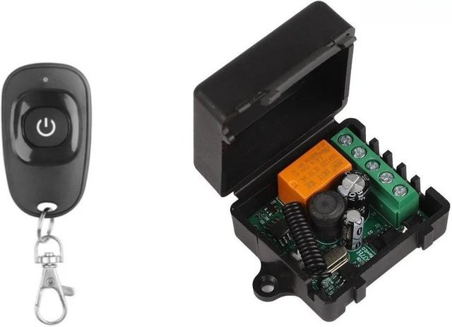 Meiteai-Car&Motor 433MHz RF Fernbedienung Kabelloser Schalter Set mit 1-Kanal RF Relais-Empfänger und 2-Kanal-Sender in Schwarz - Bild 1