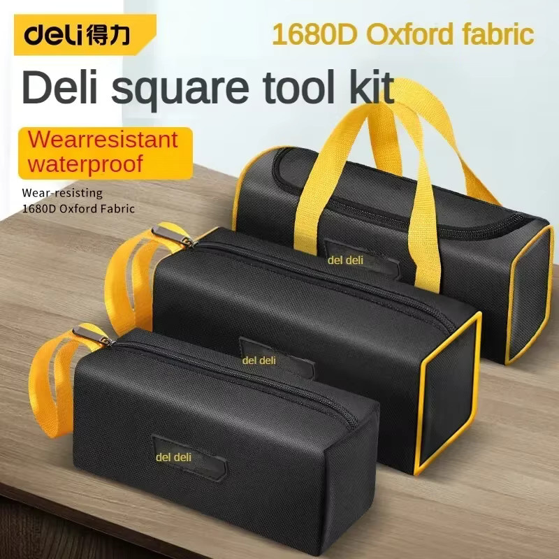 Deli Werkzeugtasche aus wasserdichtem Oxford-Gewebe in Schwarz mit mehreren Taschen für Elektriker und multifunktionale Werkzeug-Organisation - Bild 4