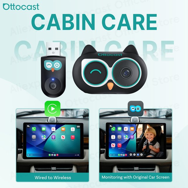 Ottocast Cabin Care Adapter Drahtlose CarPlay Auto HD Kamera in Schwarz für Hyundai Benz Audi Chevrolet Kia - Bild 1