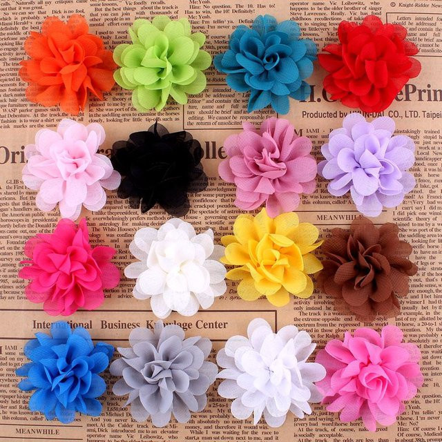 20 Stück Künstliche Stoffblumen aus Tüll und Chiffon in Multicolour, Durchmesser: 5 cm, Zubehör für Stirnbänder und Bastelarbeiten - Bild 1