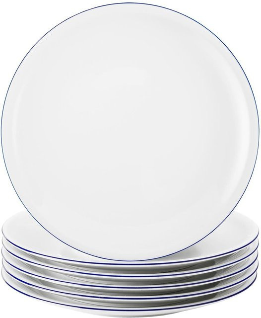 Seltmann Weiden Frühstücksteller Compact Blaurand aus Keramik, 6er Set, Weiß/Blau, Durchmesser: 19,3 cm - Bild 1