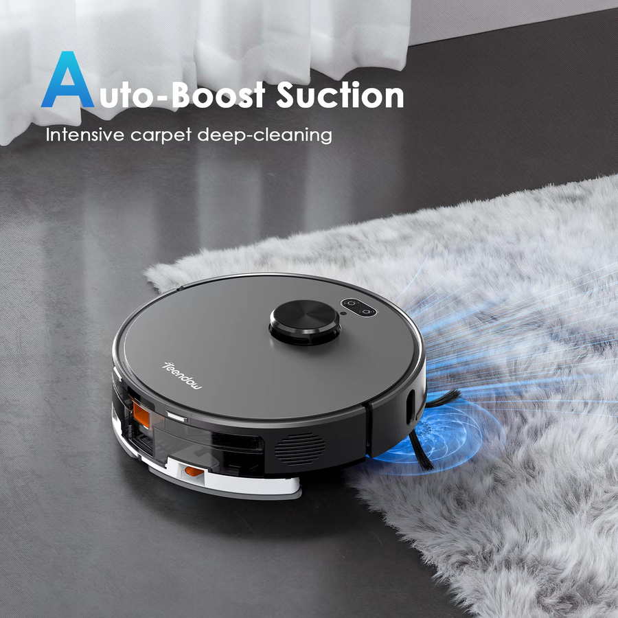 Teendow D65S MAX Roboter-Staubsauger mit automatischer Entleerungsstation, 6000Pa Saugkraft, 220min Laufzeit und Hindernisüberwindung, Schwarz - Bild 4