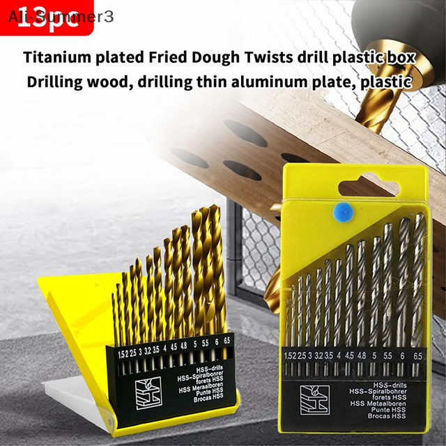 13-teiliges Twist Bohrer Set in Silber und Gold für Holz, Metall, Keramik, Fliesen, Glas, Marmor und Beton, Durchmesser 1,5 mm bis 6,5 mm - Bild 1