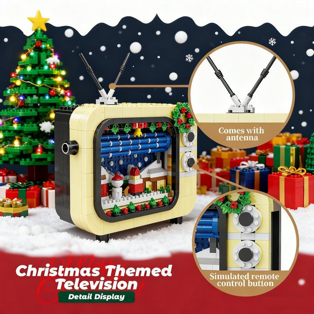 CONUSEA Weihnachts TV Modellbausteine Set, Mehrfarbiges DIY Montage Puzzle Spielzeug aus Kunststoff für Kinder ab 8 Jahren - Bild 1