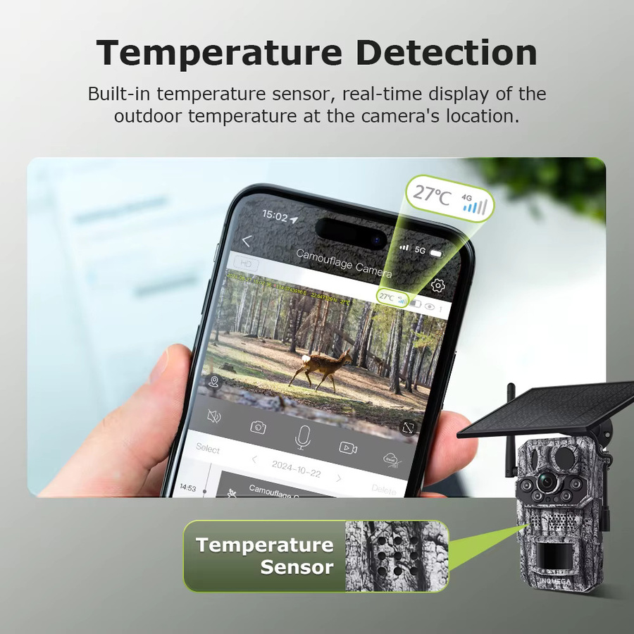 INQMEGA 4G Wildkamera mit HD-Video und 12MP Bildern, App-Steuerung, PIR-Sensor und Infrarot-Nachtsicht, Multicolor - Bild 4