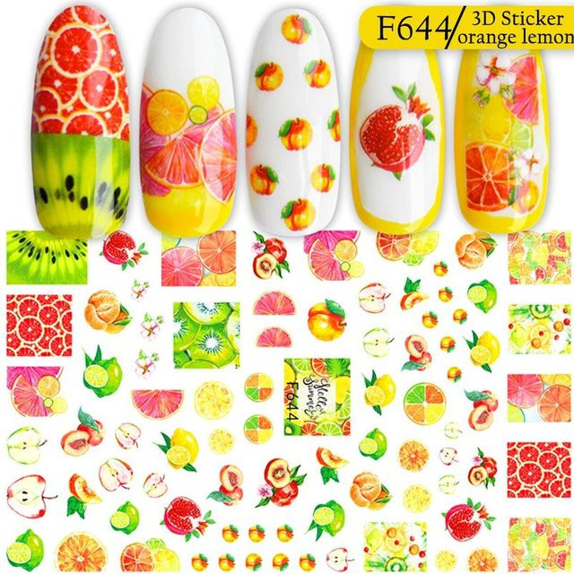 OTRESS Nail Art Aufkleber, Blätter und Blumen, Rot, Damen - Bild 1