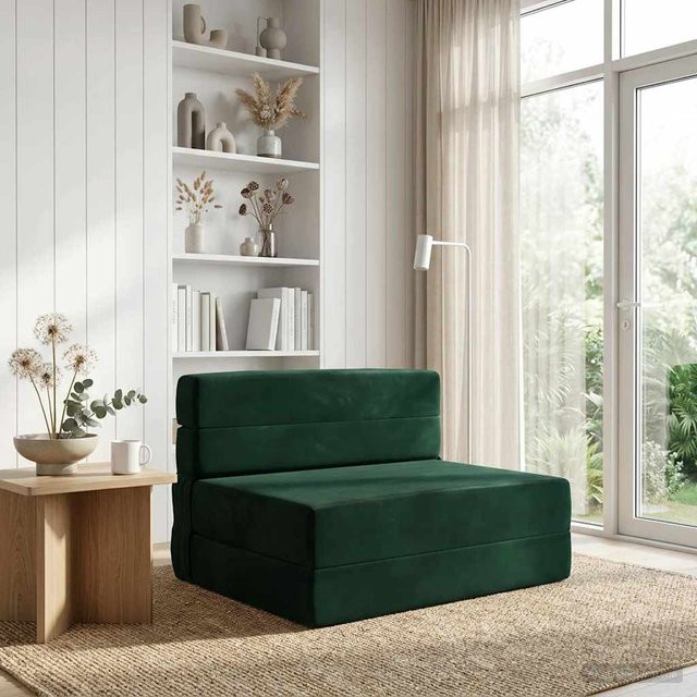 Klappsofa Bett von VD Home Furnishing in Dunkelgrün aus Stoff mit Schlaffunktion, B/T/H: 70 x 80 x 60 cm - Bild 1