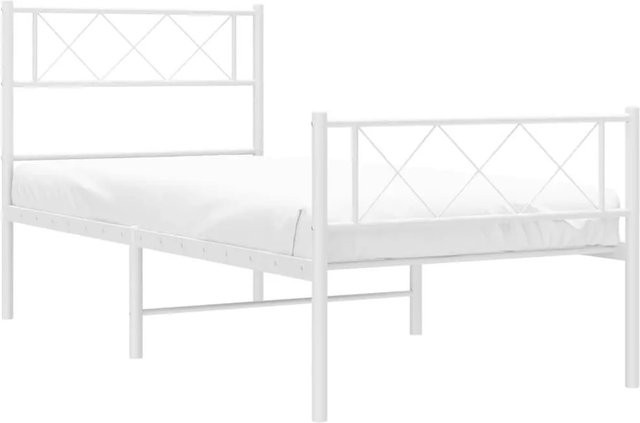 vidaXL Bettgestell aus Metall mit Kopf- und Fußteil in Weiß, B/T/H: 80 x 200 cm - Bild 1