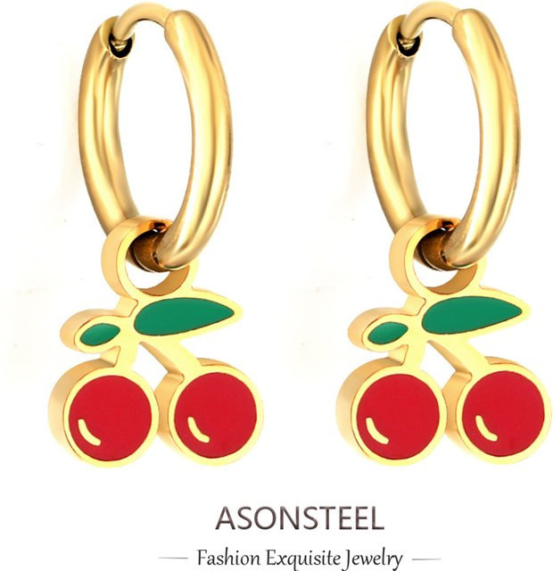 ASONSTEEL Ohrringe, Kirsch, vergoldeter Edelstahl, Damen - Bild 1