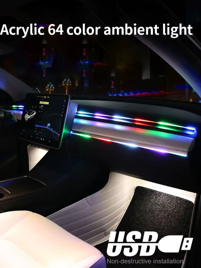 Bunte RGB LED Musik Rhythmus Atmosphäre Beleuchtung für die Auto Mittelkonsole mit USB-Anschluss - Bild 5