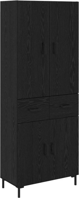 vidaXL Highboard in Schwarz und Eichen-Optik mit Türen und Schubladen, B/T/H: 69,5 x 34 x 180 cm - Bild 1