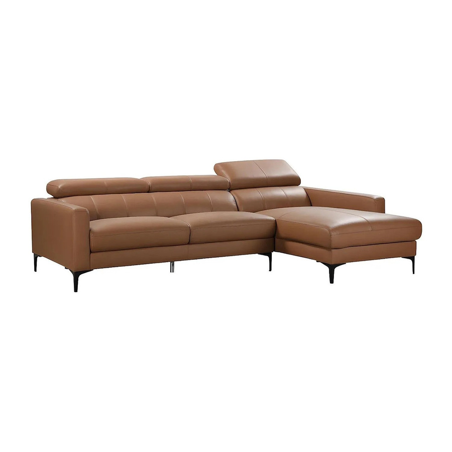 Vente-unique Ledersofa Florence L-Form in Camel ohne Schlafmöglichkeit, Breite: 253 cm - Bild 2