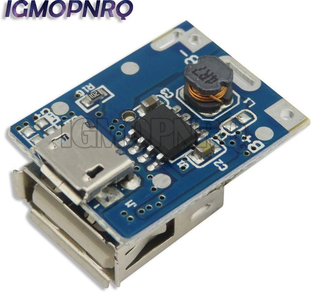 5er Set Lithium-Batterie Ladegerät Step Up Boost Modul mit Micro USB Schutzbord für 18650 Li-Po und Li-Ion Akkus in Blau - Bild 1