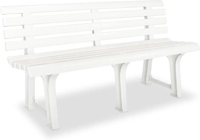 DELUKE Parkbank KATO 3 Sitzer Gartenbank aus Kunststoff in Weiß mit Rückenlehne für Garten und Terrasse - Bild 1