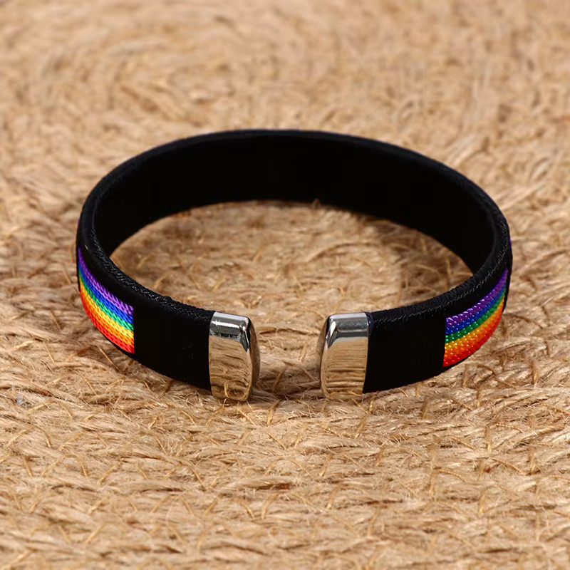 Velishy Armband Regenbogen String, Offene Manschette, Unisex - Bild 3