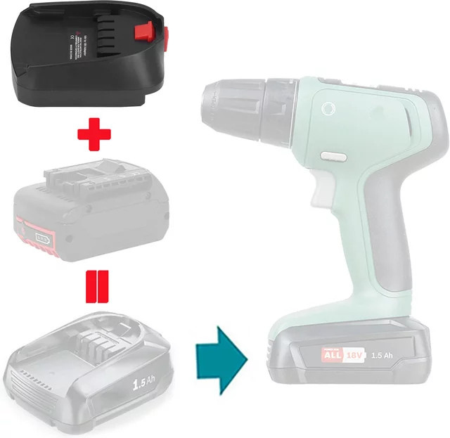 Bosch Akku-Adapter-Konverter für 18 V Li-Ionen-Akkus, Schwarz - Bild 1