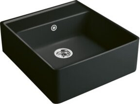 Villeroy & Boch Spülstein-Einzelbecken mit Ablaufgarnitur und Exzenter in Mosaique Black aus Keramik - Bild 1