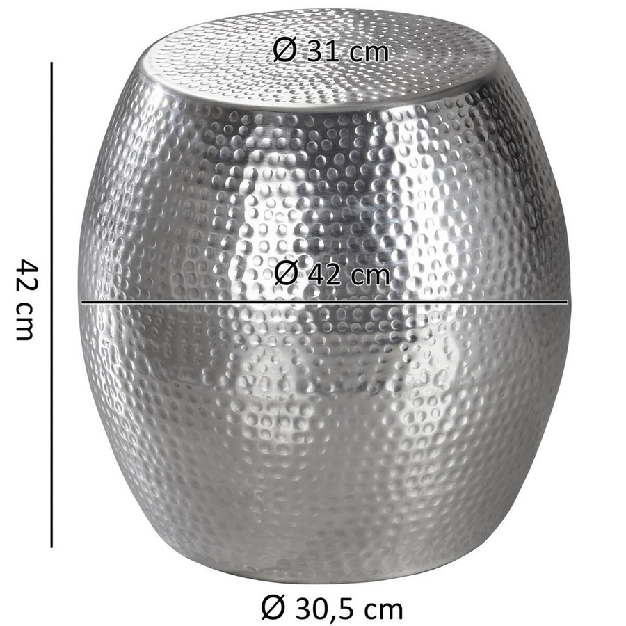 Wohnling Beistelltisch Aluminium in Silber mit Hammerschlag-Design und orientalischem Stil, B/H/T: 42 x 42 x 42 cm - Bild 4