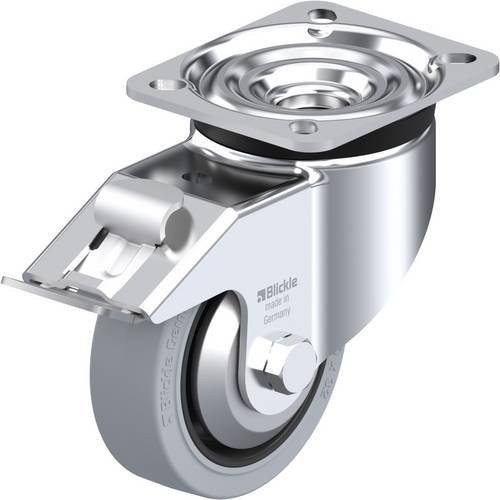 Blickle Lenkrolle mit Feststeller 750329 LK-POEV 100R-1-FI-SG-FA, Rad-Durchmesser: 100 mm, Tragfähigkeit: 200 kg, Farbe: Grau/Schwarz/Silber - Bild 1