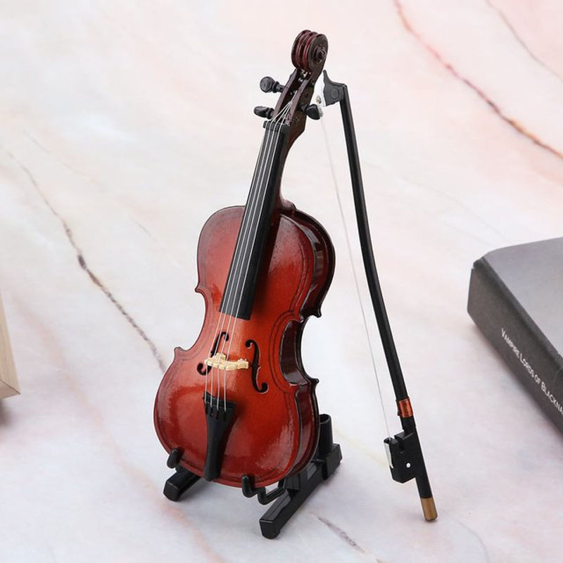 TOPINCN Miniatur Cello Replik aus Lindenholz in Braun, 14 cm Dekorationsmodell für Schreibtisch und Bücherregal - Bild 1