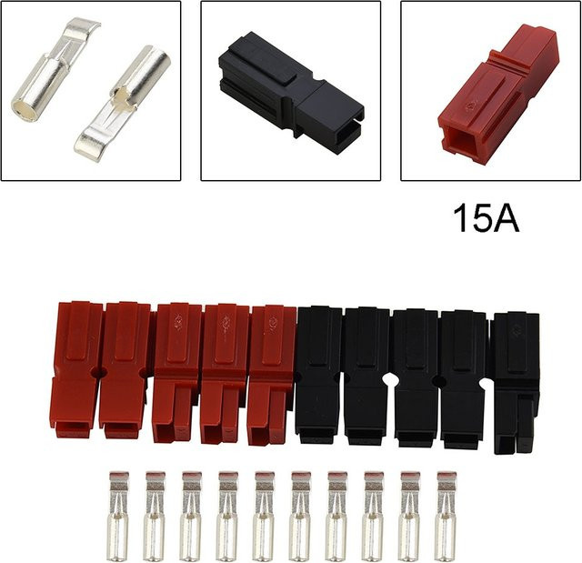 5 Paar Marine-Steckverbinder in Rot und Schwarz, 15/45 Ampere 600 V, für 20–12 AWG elektrische Anschlüsse - Bild 1