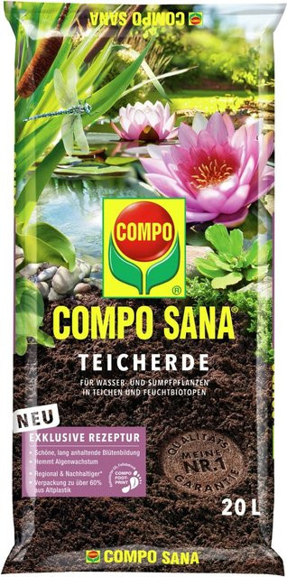 Compo Sana Teicherde für Teiche, Sumpfpflanzen und Feuchtbiotope mit Quarzsand und Tonmineralien, 20 l - Bild 1