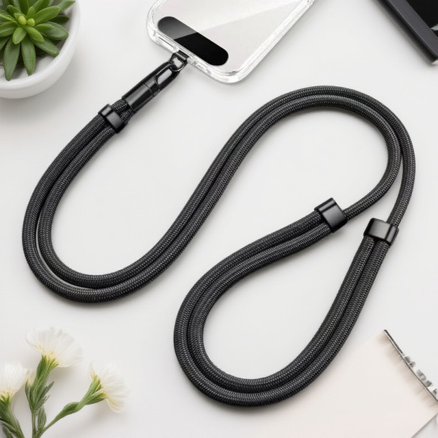 WSSHE Universelles Telefon-Lanyard mit Clip und 360 Grad drehbarem Anti-Drop Hals- und Umhängegurt, verstellbar, in Schwarz oder Lila - Bild 1