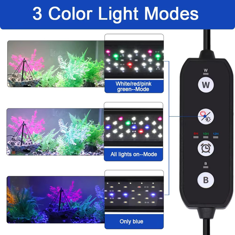 Dimmbare LED Aquarium Pflanzenwachstumslicht in Schwarz mit RGB-Modus und Poweroff-Speicherfunktion, Breite: 120 cm, IP65 Schutzklasse - Bild 2