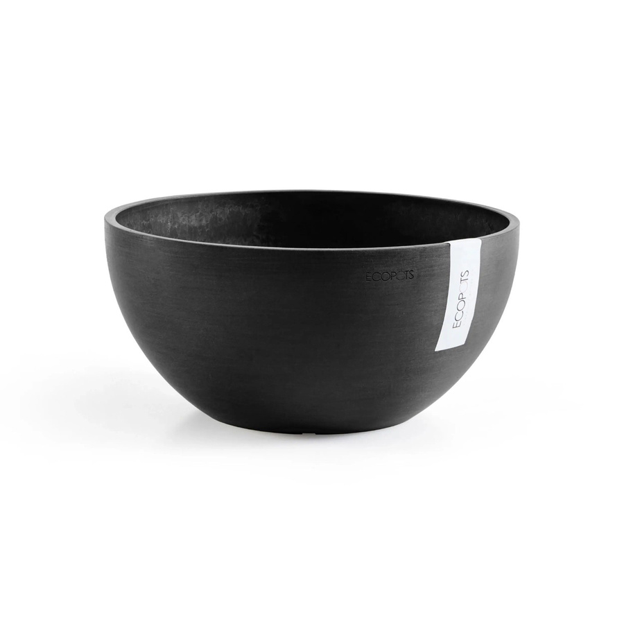 Ecopots Pflanztopf Brussels Dunkelgrau rund aus recyceltem Kunststoff B: 25 cm, H: 12 cm - Bild 2