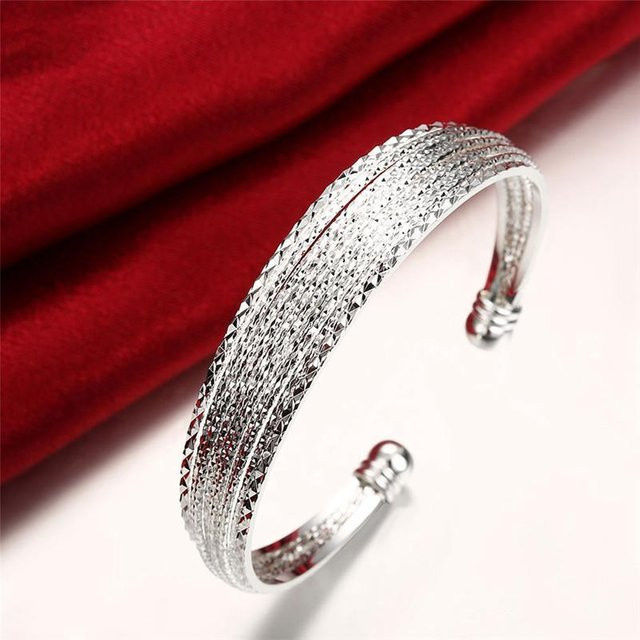 Armband Damen, versilbert, offenes Blumenarmband, Kupfer - Bild 1
