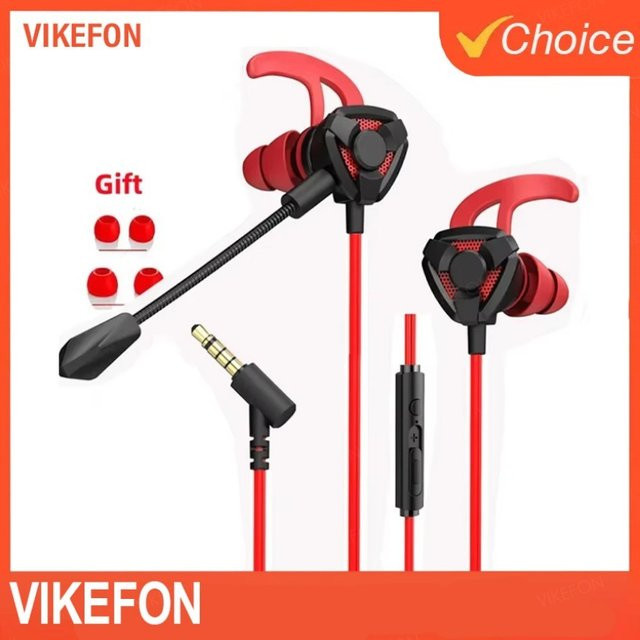 VIKEFON Wired Headset mit Mikrofon, professionelle Gaming Ohrhörer in Schwarz mit 3,5 mm Klinkenanschluss - Bild 1