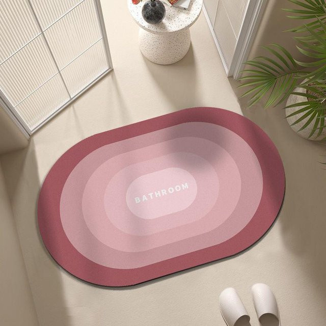 Saugfähige und rutschfeste Badezimmer Fußmatte aus Diatomit von Yiran Furniture in Pink, B/B: 90 x 60 cm - Bild 1