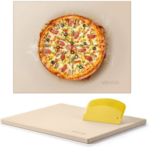 VEVOR Pizzastein aus Cordierit mit Schaber, rechteckiger Backstein für Pizza und Brot, B/T: 38 x 30 cm, Höhe: 1,5 cm - Bild 1